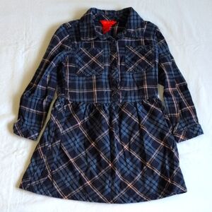 joe fresh blue plaid cotton flannel collared shirt dress 5T toddler girls